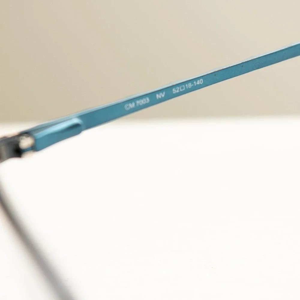 Chelsea Morgan Blue Cat Eye Semi Rimless Eyeglass Frames Textured Geometric Chic